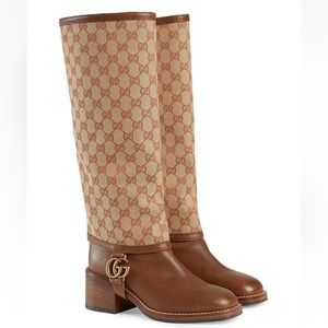 New In Box Gucci Lola Marmont GG Supreme Gaiter Riding Boots 36EU/6US $1980.00